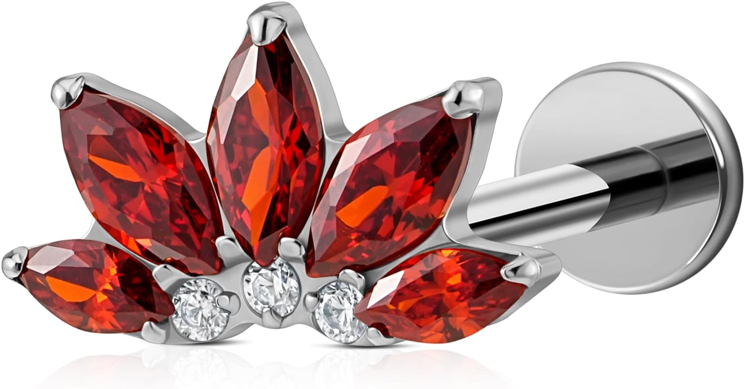 6mm 8mm ASTM F136 Titanium 16G Flatback Stud for Tragus Helix Conch - QIAO CrystalQIAO CrystalQIAO Crystal