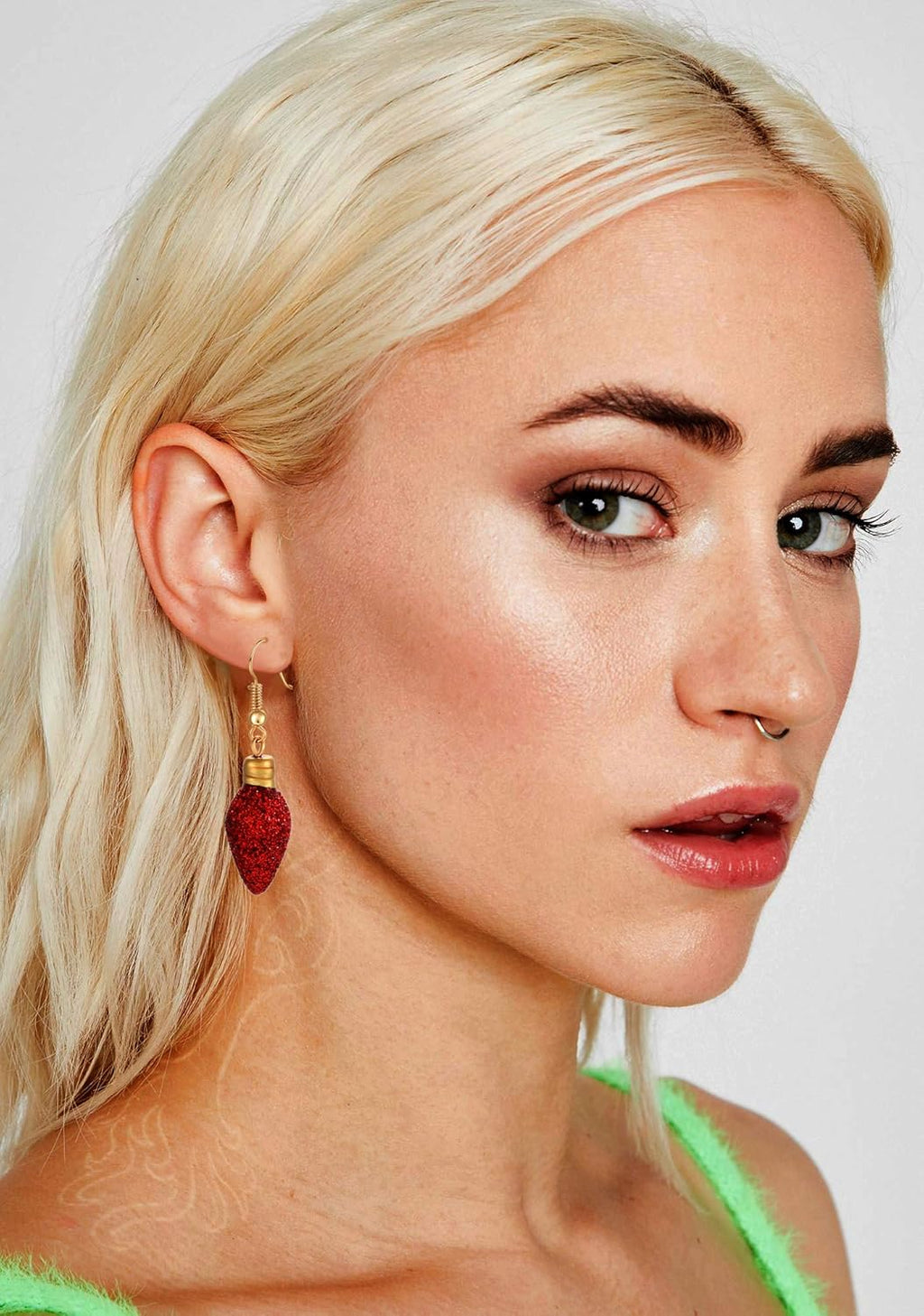 6Pairs Christmas Earrings Holiday Xmas Bow Earrings Glitter Light Bulb Dangle Earrings Hypoallergenic Stud Earrings for Women Christmas Holiday Jewelry - 我的商店我的商店我的商店