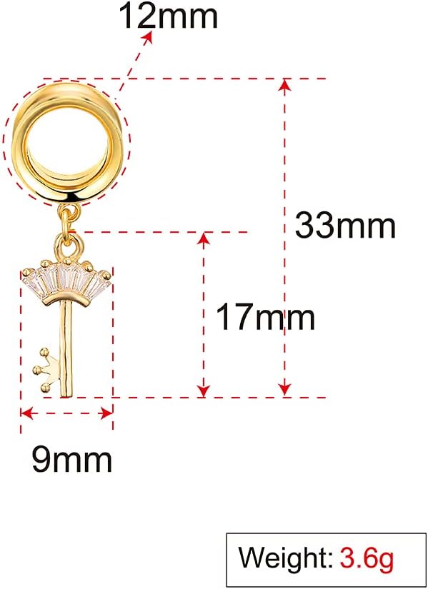 6PCS Set Gold Crystal Large Dangle Ear Gauges Tunnels Plug Stretching Tapers Expander - QIAO CrystalQIAO CrystalQIAO Crystal