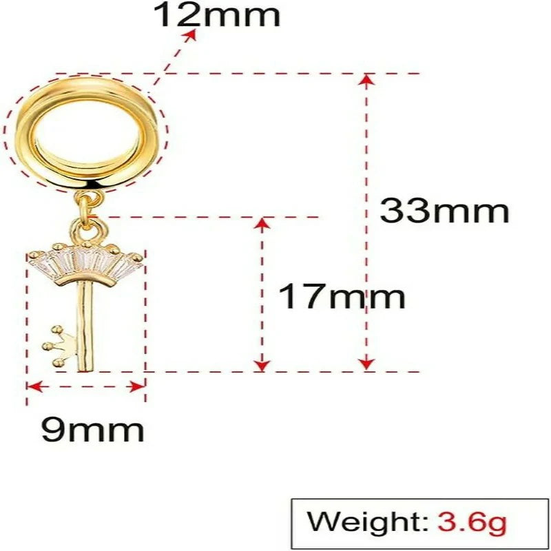 6PCS Gold Crystal Large Dangle Ear Gauges Tunnels Plug Set