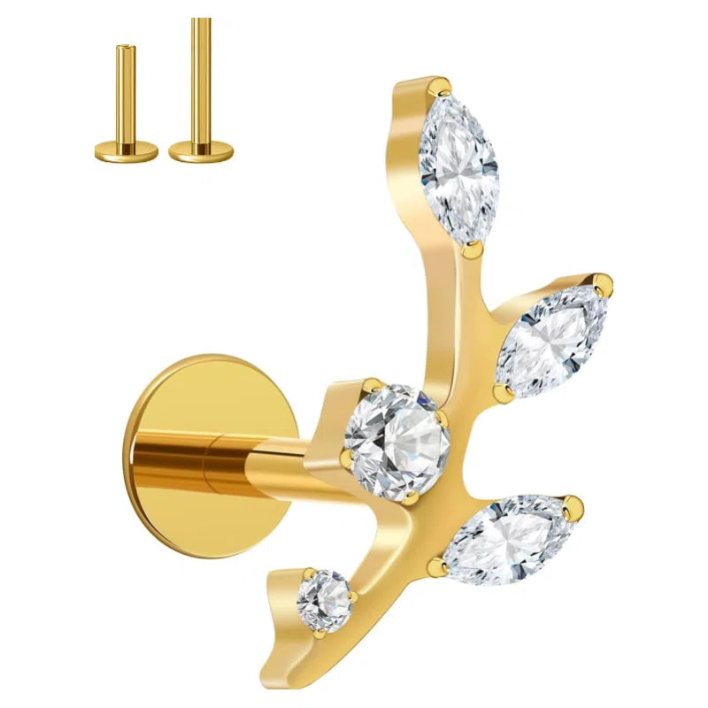 16G Titanium Flat Back EarringsHypoallergenic Piercing Jewelry Internal Thread