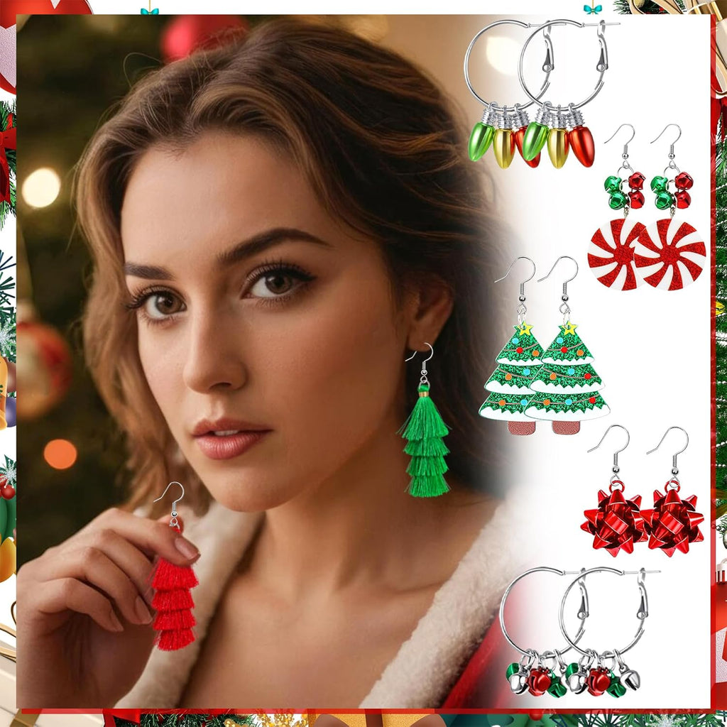 70 Pairs Christmas Earrings for Women Girls, Bulk Christmas Gift Holiday Dangle Earrings Cute Xmas Stud Earrings Set Christmas Party Jewelry Gifts - 我的商店我的商店我的商店