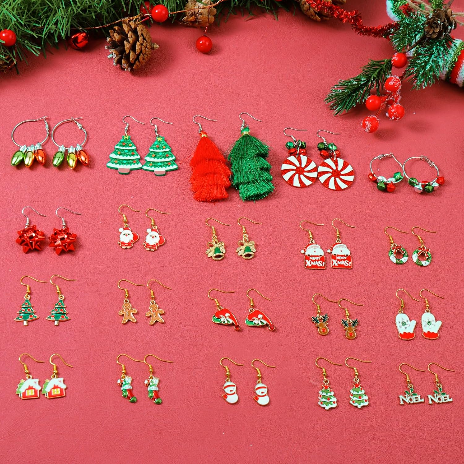 70 Pairs Christmas Earrings for Women Girls, Bulk Christmas Gift Holiday Dangle Earrings Cute Xmas Stud Earrings Set Christmas Party Jewelry Gifts - 我的商店我的商店我的商店