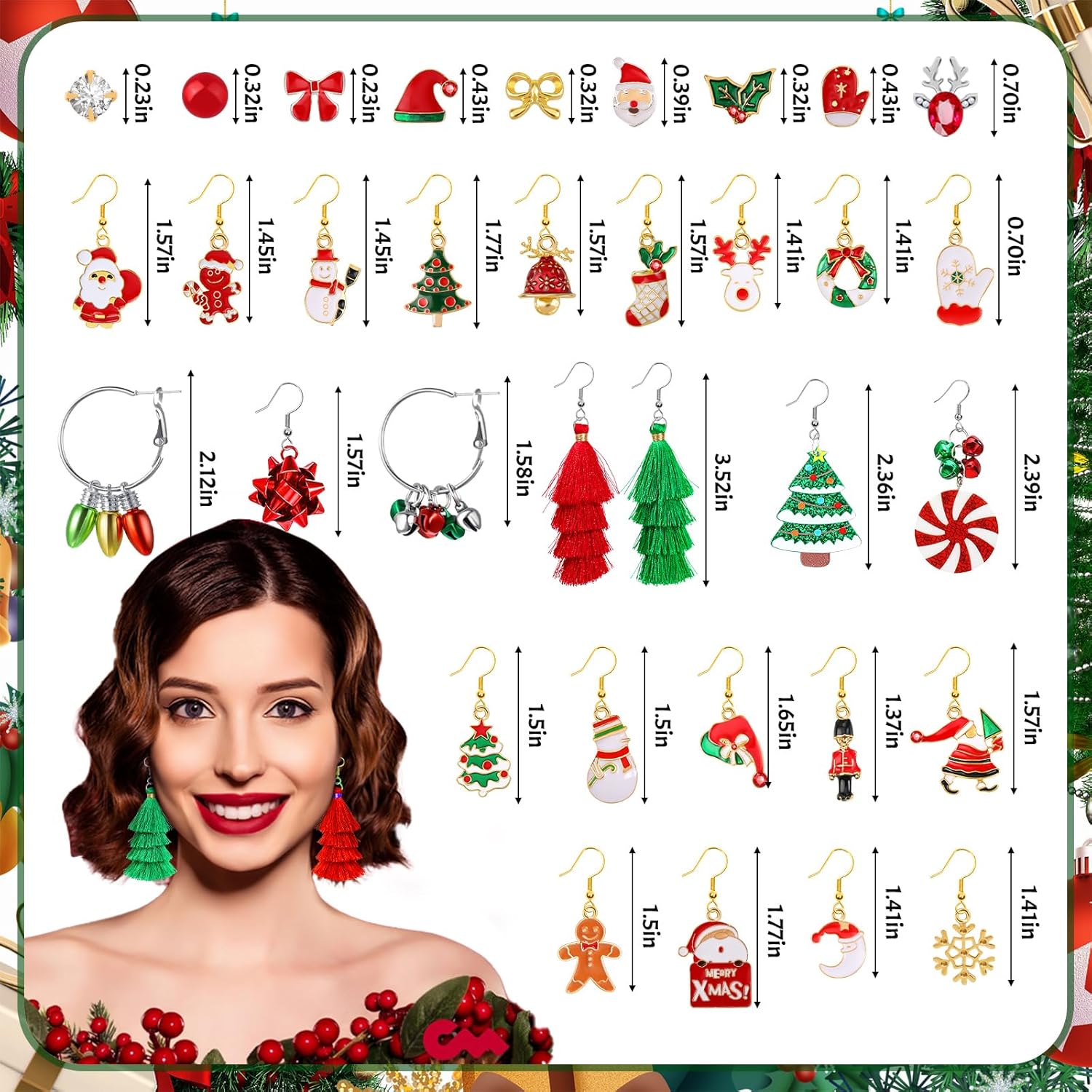 70 Pairs Christmas Earrings for Women Girls, Bulk Christmas Gift Holiday Dangle Earrings Cute Xmas Stud Earrings Set Christmas Party Jewelry Gifts - 我的商店我的商店我的商店
