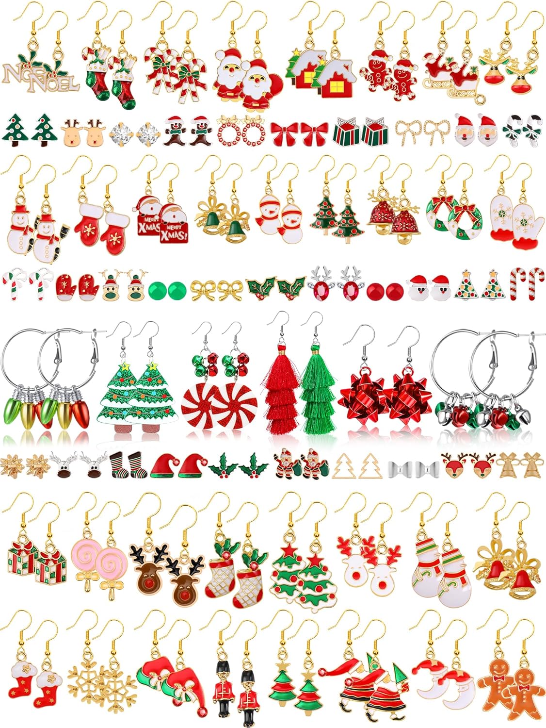 70 Pairs Christmas Earrings for Women Girls, Bulk Christmas Gift Holiday Dangle Earrings Cute Xmas Stud Earrings Set Christmas Party Jewelry Gifts - 我的商店我的商店我的商店