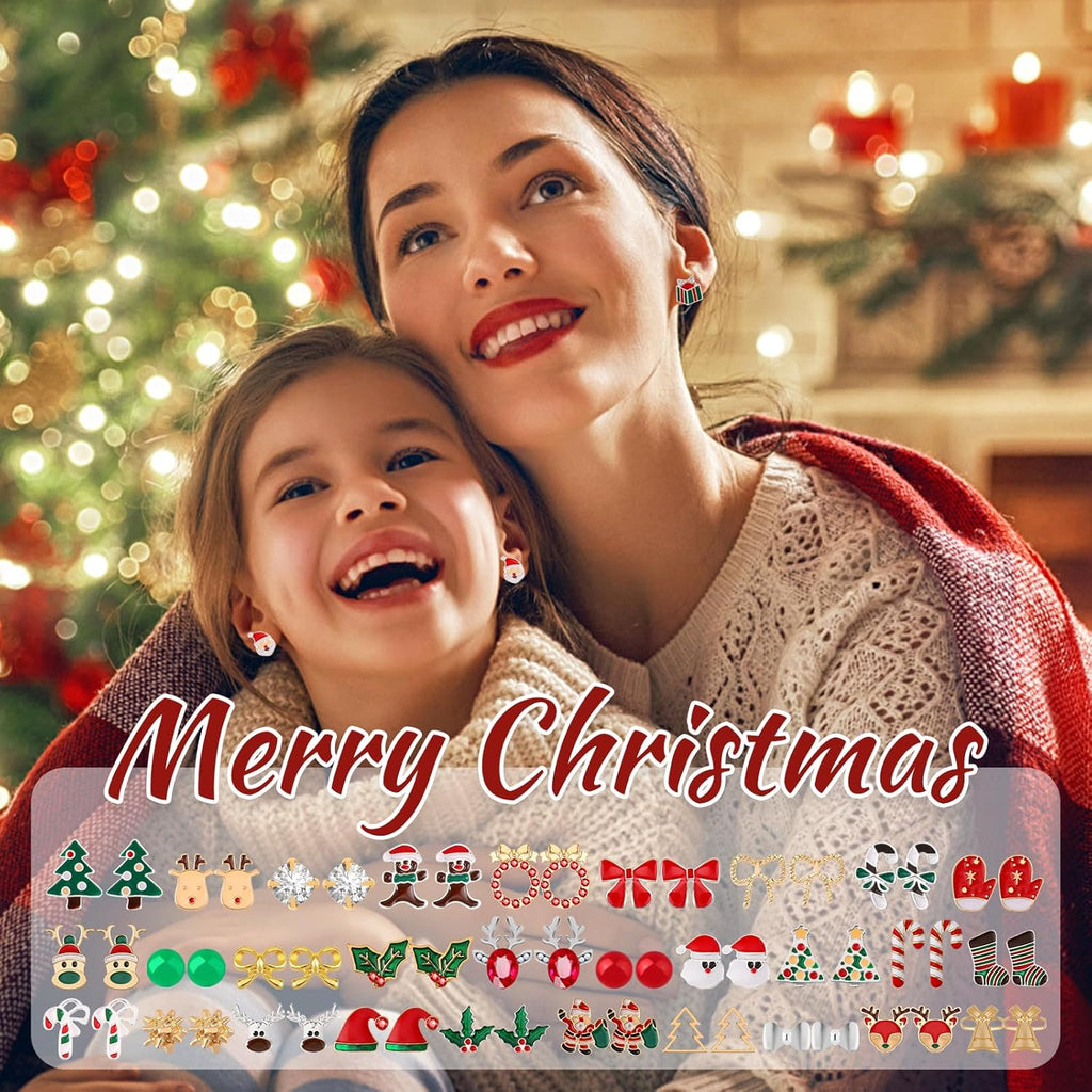 70 Pairs Christmas Earrings for Women Girls, Bulk Christmas Gift Holiday Dangle Earrings Cute Xmas Stud Earrings Set Christmas Party Jewelry Gifts - 我的商店我的商店我的商店