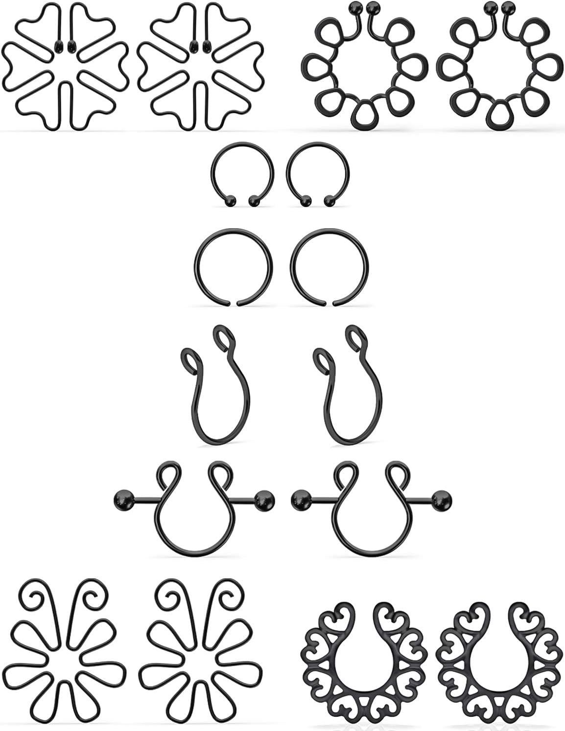 Jenxnjsjo Fake Nipple Rings, Fake Nipple Piercing, Faux Nipple Piercing, Nipple Rings Non Piercing, Non Piercing Nipple Rings, Fake Nipple Ring, Fake Nipple Piercings, Faux Nipple Rings for Women