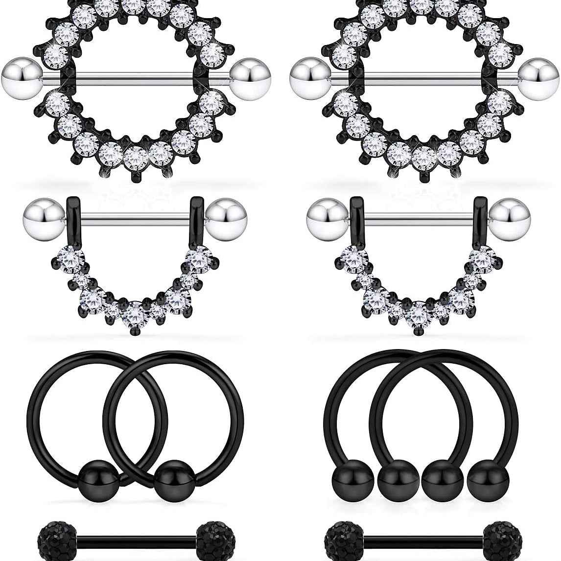 Cisyozi 16G 14G Nipple Piercing Jewelry Tongue Rings Hypoallergenic Surgical Steel Screw Nipple Tongue Shield Ring Barbell Body Piercing Jewelry Retainer for Women 9/16 Inch 14mm