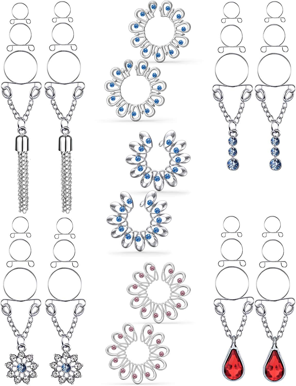 Jenxnjsjo Fake Nipple Rings, Fake Nipple Piercing, Faux Nipple Piercing, Nipple Rings Non Piercing, Non Piercing Nipple Rings, Fake Nipple Ring, Fake Nipple Piercings, Faux Nipple Rings for Women