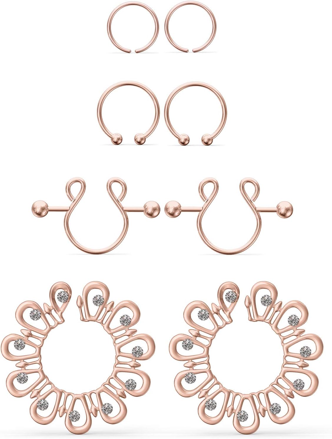 Jenxnjsjo Fake Nipple Rings, Fake Nipple Piercing, Faux Nipple Piercing, Nipple Rings Non Piercing, Non Piercing Nipple Rings, Fake Nipple Ring, Fake Nipple Piercings, Faux Nipple Rings for Women