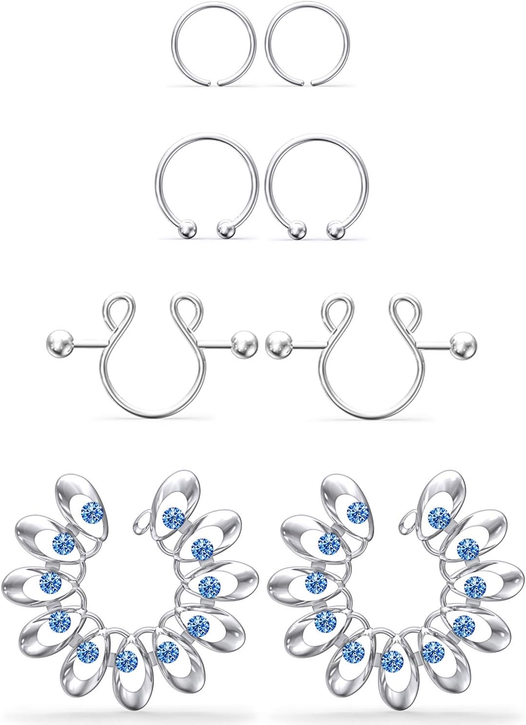 Jenxnjsjo Fake Nipple Rings, Fake Nipple Piercing, Faux Nipple Piercing, Nipple Rings Non Piercing, Non Piercing Nipple Rings, Fake Nipple Ring, Fake Nipple Piercings, Faux Nipple Rings for Women