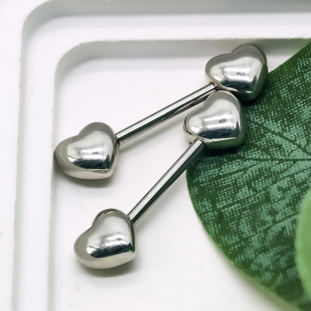 14G Minimalist Heart Nipple Rings 316L Stainless Steel Nipplerings Heart Tongue Rings Barbells Piercing Body Jewelry for Women