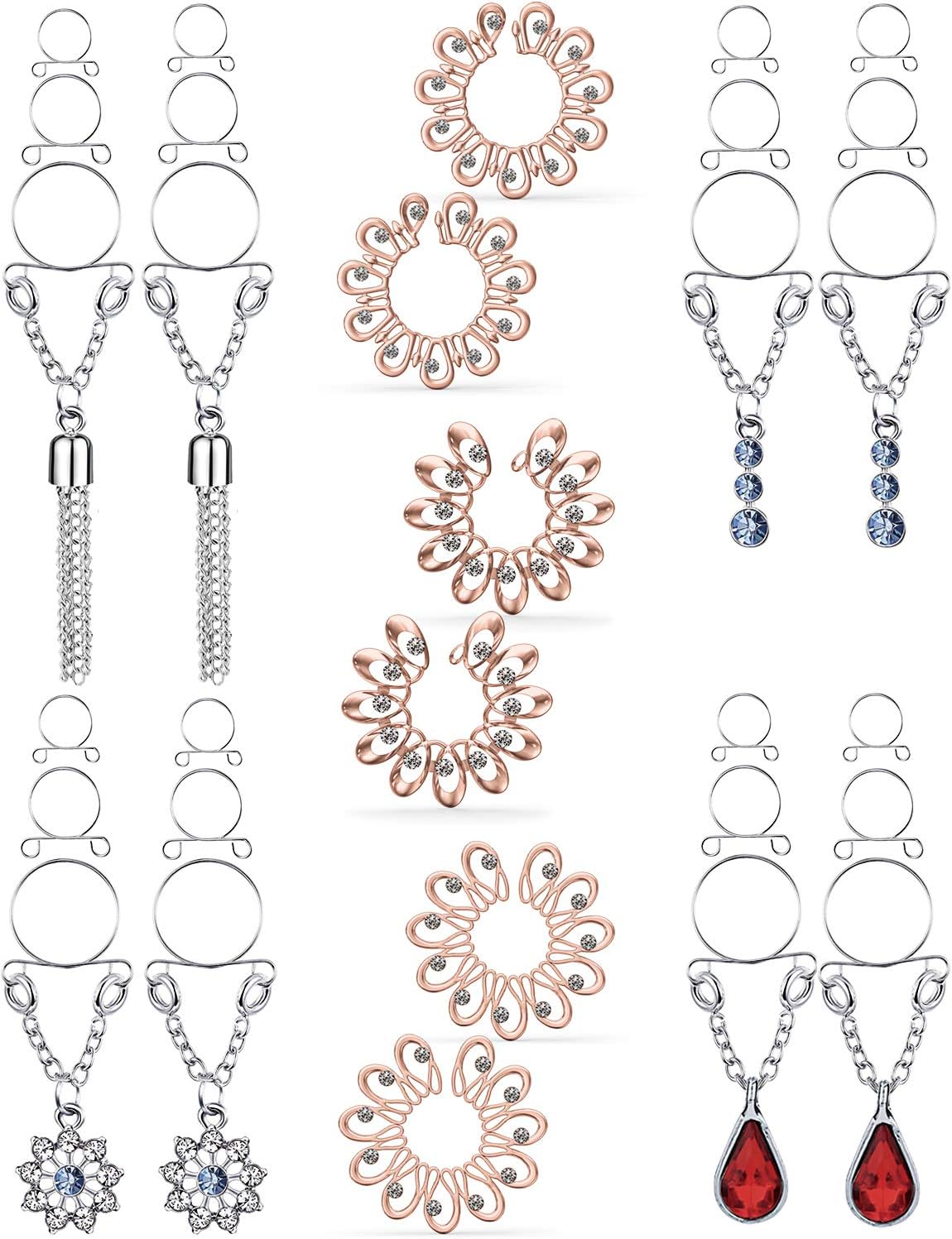 Jenxnjsjo Fake Nipple Rings, Fake Nipple Piercing, Faux Nipple Piercing, Nipple Rings Non Piercing, Non Piercing Nipple Rings, Fake Nipple Ring, Fake Nipple Piercings, Faux Nipple Rings for Women