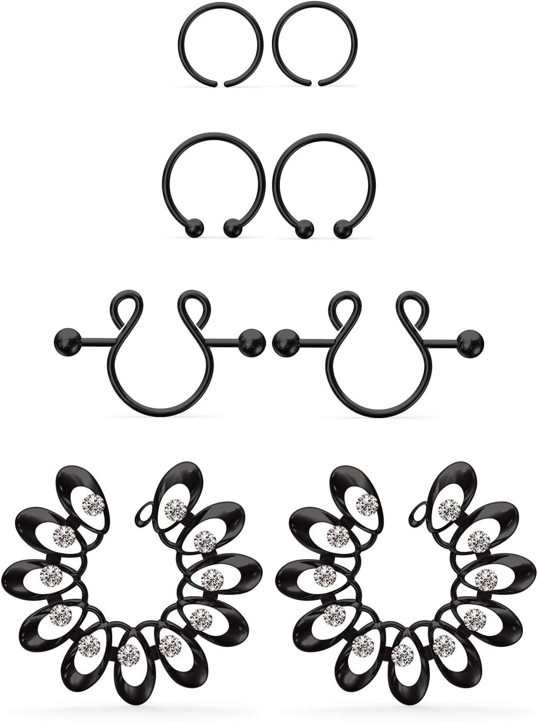 Jenxnjsjo Fake Nipple Rings, Fake Nipple Piercing, Faux Nipple Piercing, Nipple Rings Non Piercing, Non Piercing Nipple Rings, Fake Nipple Ring, Fake Nipple Piercings, Faux Nipple Rings for Women