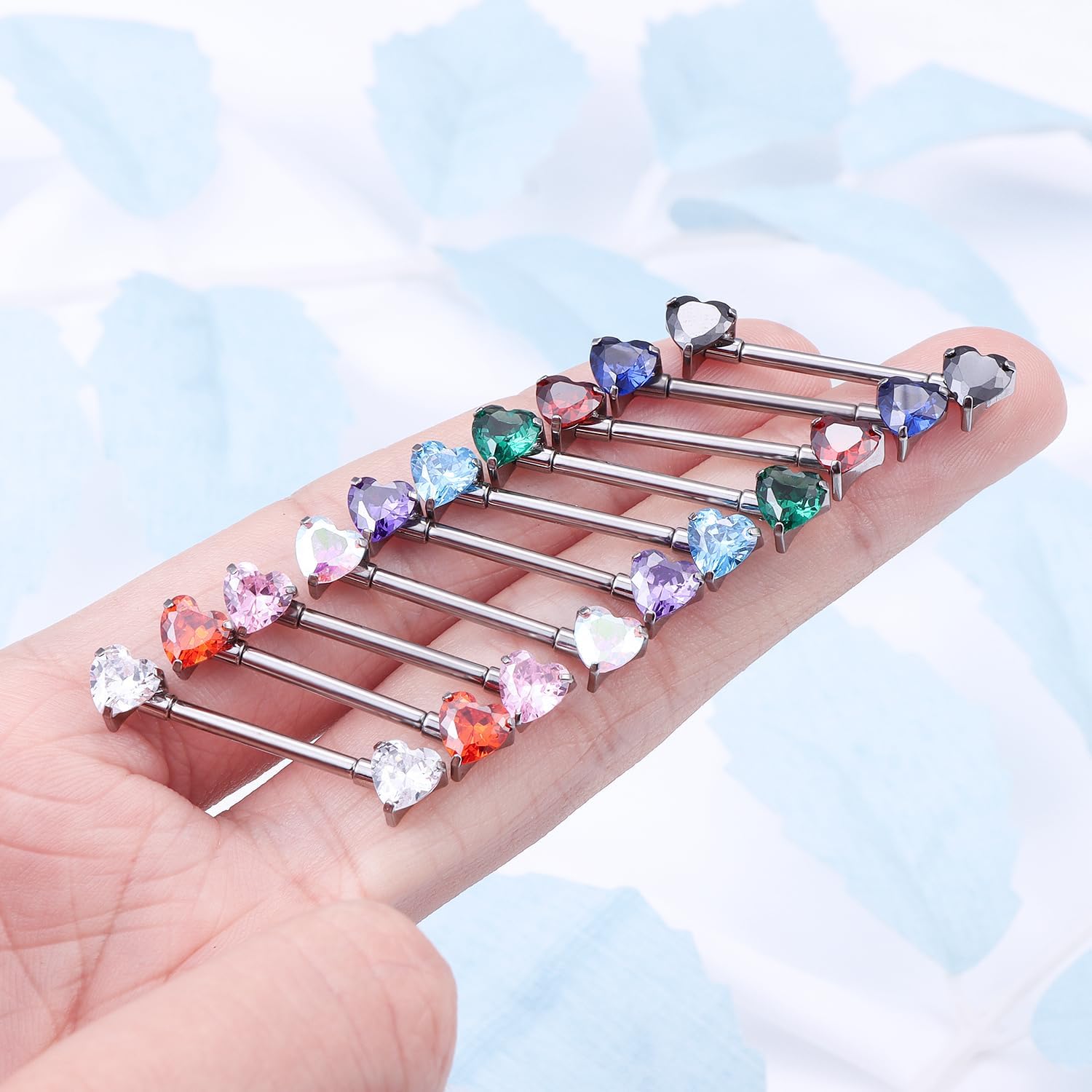 14G ASTM F136 Titanium Nipple Piercing Jewelry Heart CZ Nipple Barbell Jewelry Internally Threaded G23 Solid Titanium Nipple Piercing Barbell Ring Jewelry for Women Men 14 Gauge