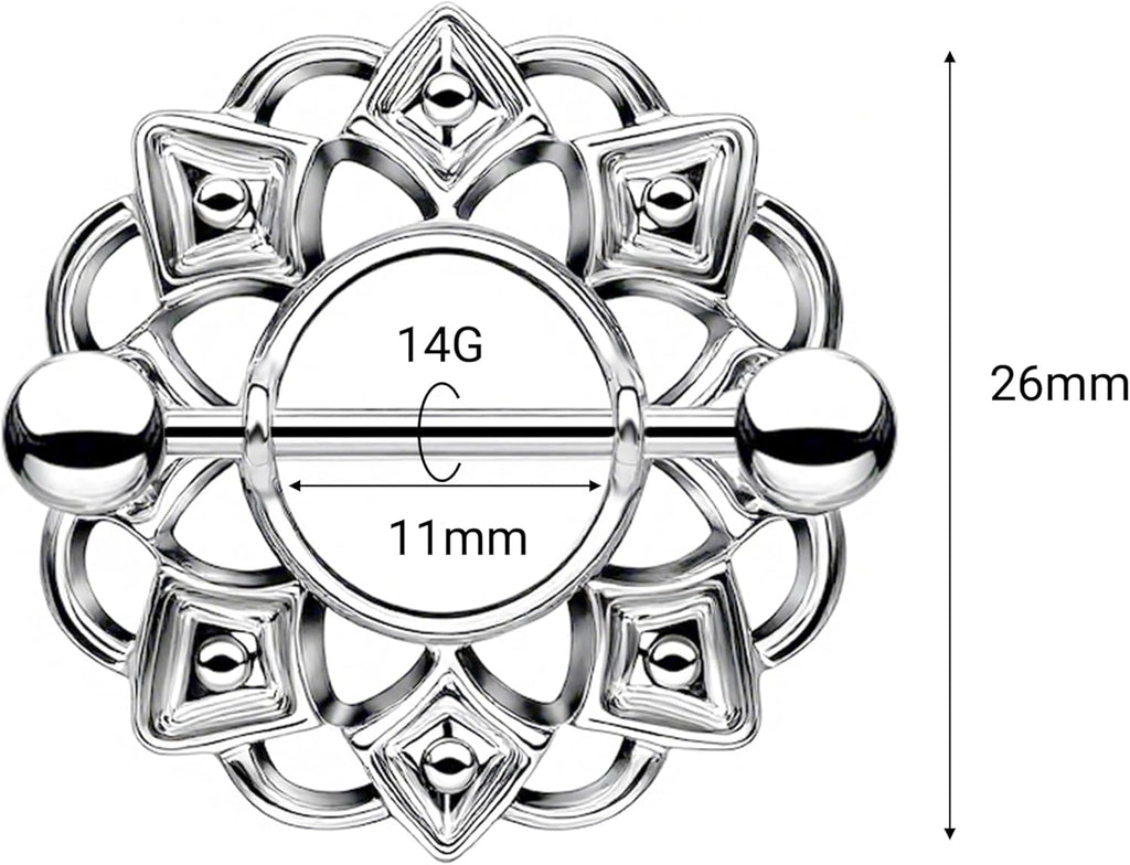 14G Nipple Piercing Jewelry, Nipple Rings Surgical Steel for Men and Women, Nipple Shields Barbell Rings