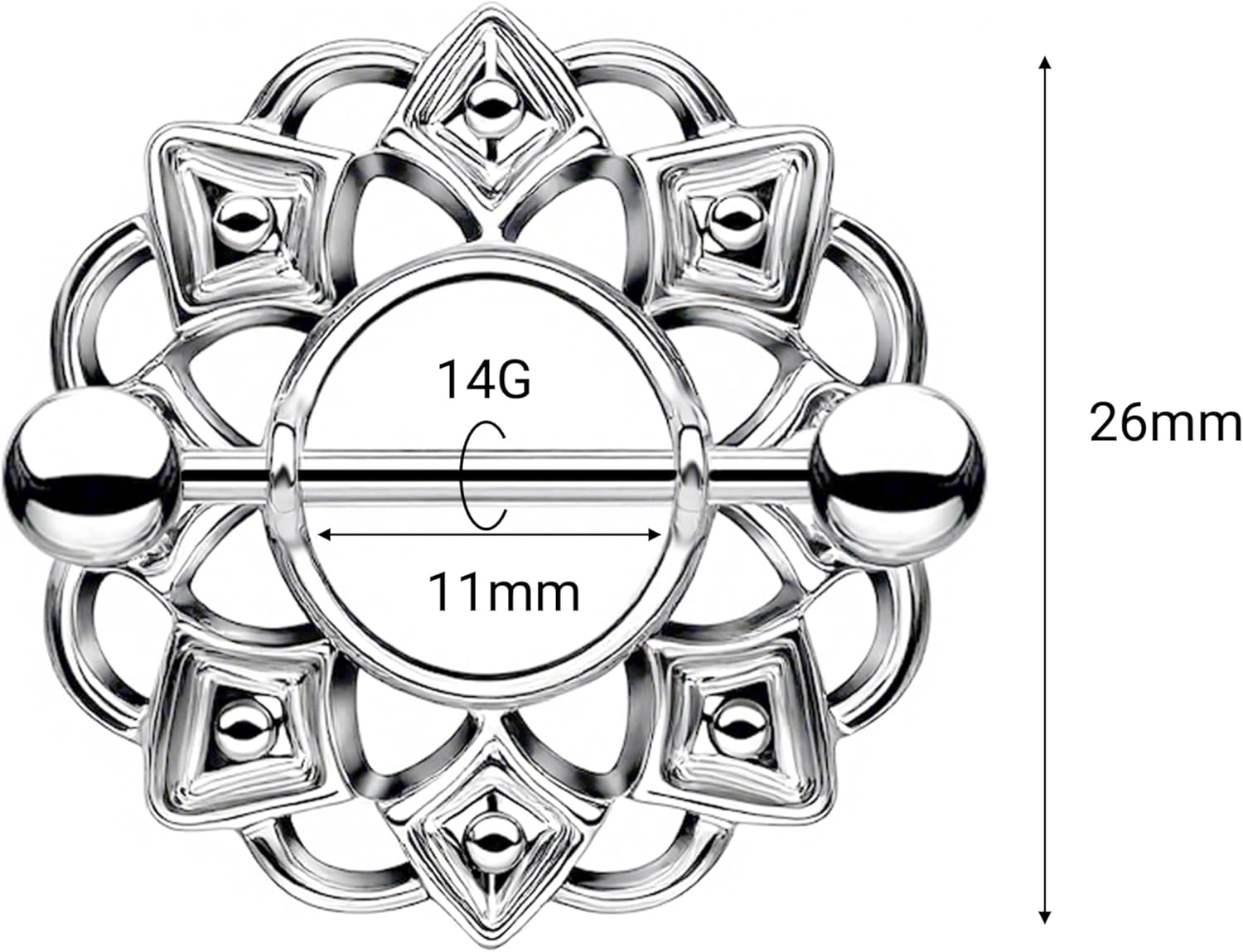 14G Nipple Piercing Jewelry, Nipple Rings Surgical Steel for Men and Women, Nipple Shields Barbell Rings