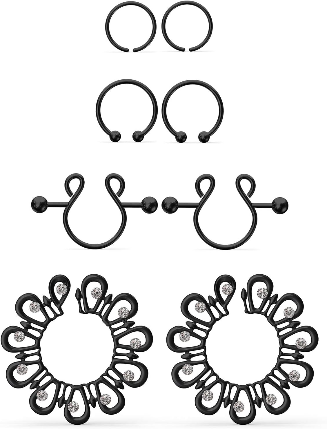 Jenxnjsjo Fake Nipple Rings, Fake Nipple Piercing, Faux Nipple Piercing, Nipple Rings Non Piercing, Non Piercing Nipple Rings, Fake Nipple Ring, Fake Nipple Piercings, Faux Nipple Rings for Women