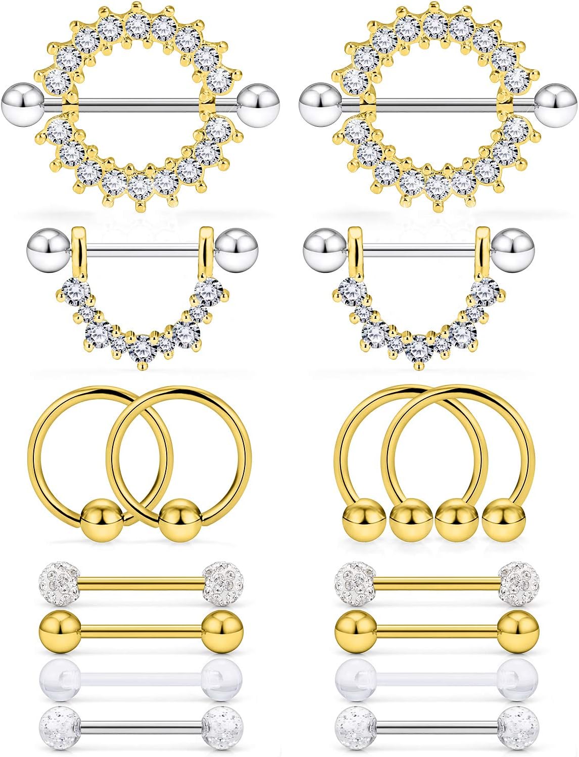 Cisyozi 16G 14G Nipple Piercing Jewelry Tongue Rings Hypoallergenic Surgical Steel Screw Nipple Tongue Shield Ring Barbell Body Piercing Jewelry Retainer for Women 9/16 Inch 14mm