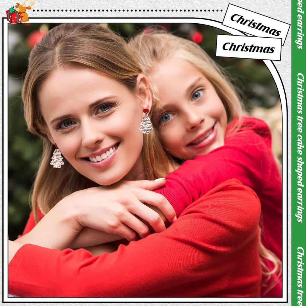 8 Pairs of Christmas Earrings Xmas Earrings Hook Christmas Trees Cake Earrings Dangle Drop Cute Gifts for Women - 我的商店我的商店我的商店