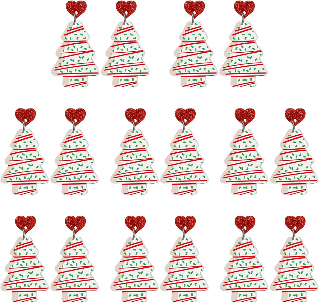 8 Pairs of Christmas Earrings Xmas Earrings Hook Christmas Trees Cake Earrings Dangle Drop Cute Gifts for Women - 我的商店我的商店我的商店