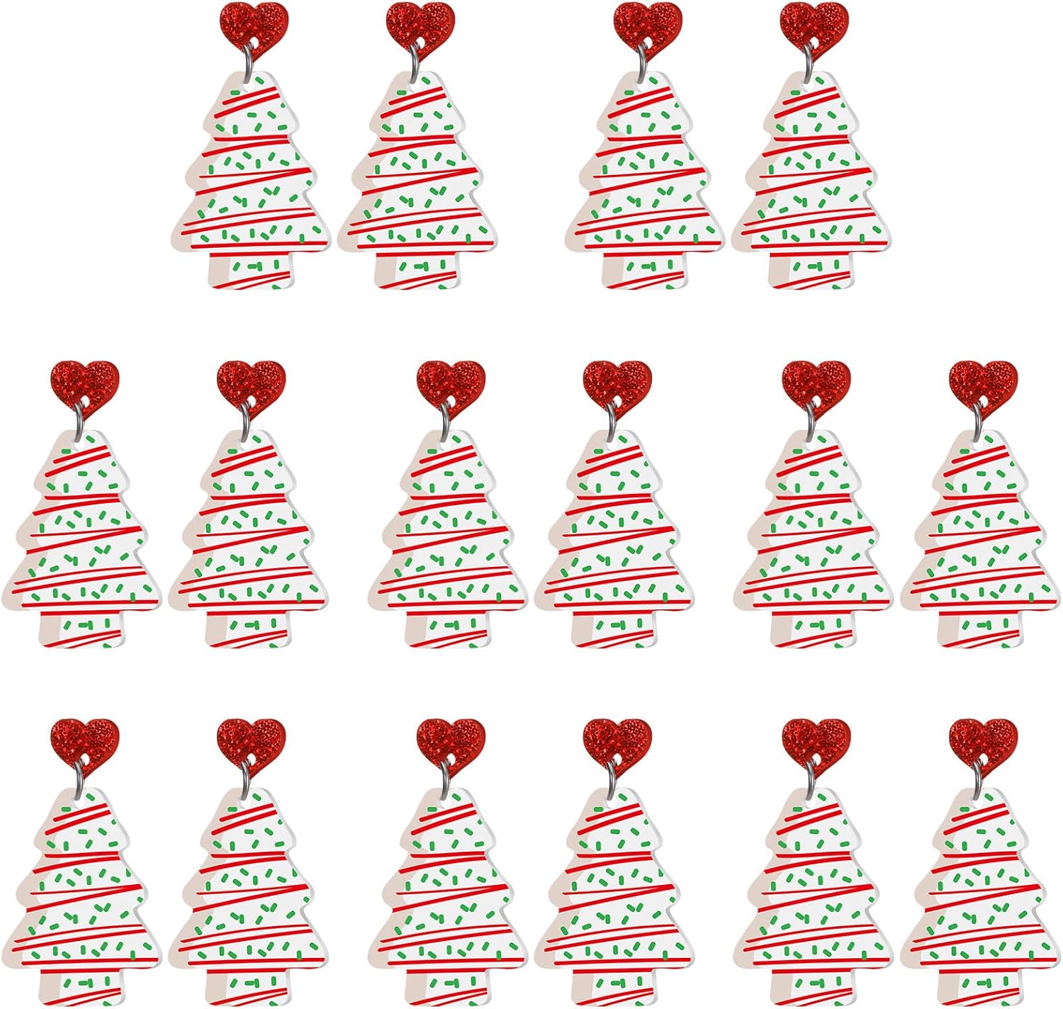 8 Pairs of Christmas Earrings Xmas Earrings Hook Christmas Trees Cake Earrings Dangle Drop Cute Gifts for Women - 我的商店我的商店我的商店
