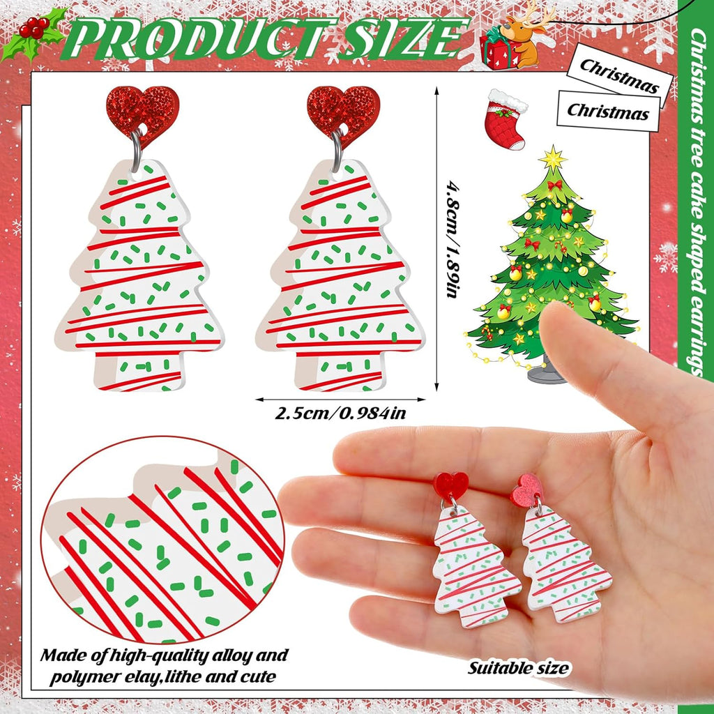 8 Pairs of Christmas Earrings Xmas Earrings Hook Christmas Trees Cake Earrings Dangle Drop Cute Gifts for Women - 我的商店我的商店我的商店