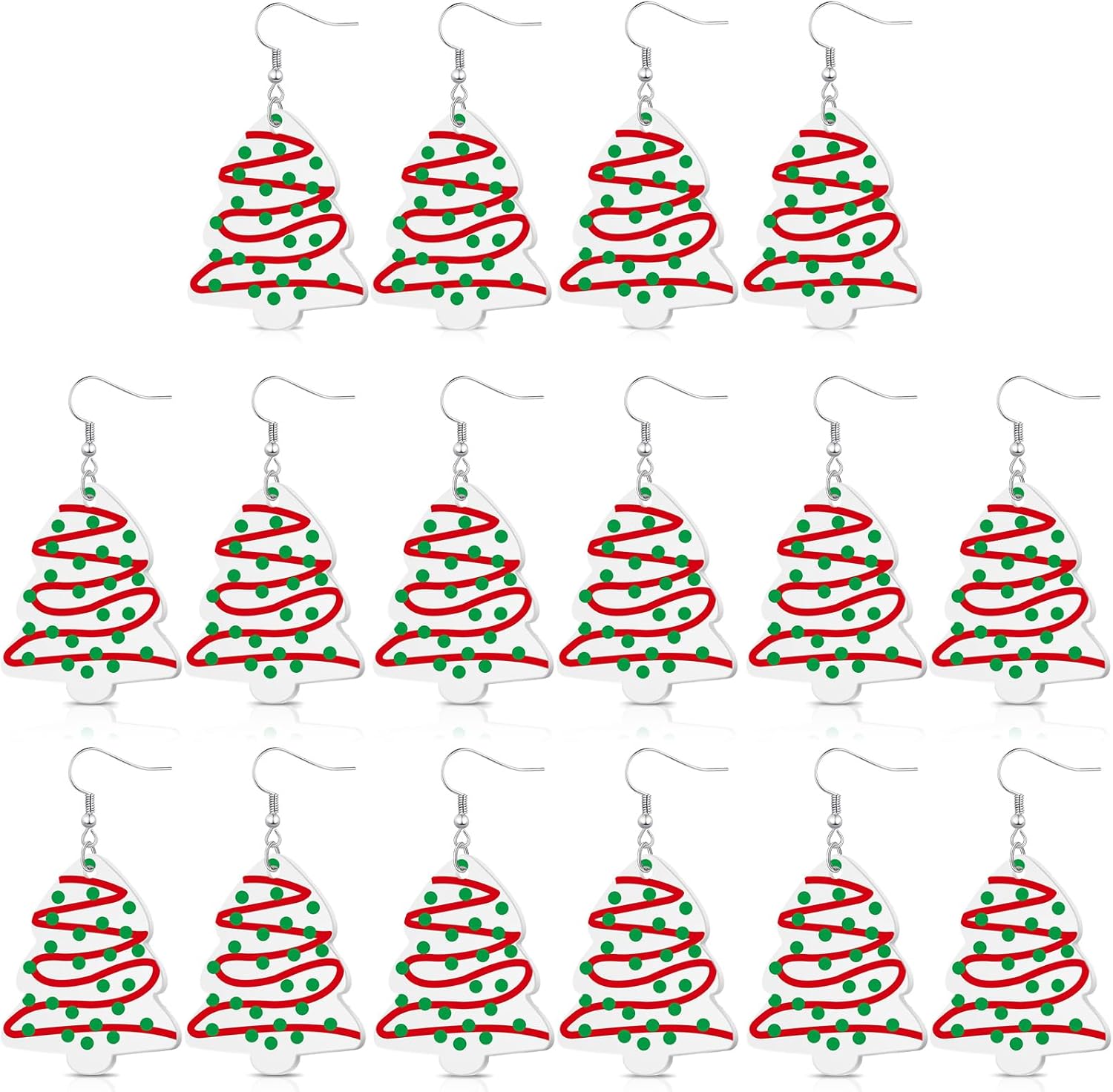 8 Pairs of Christmas Earrings Xmas Earrings Hook Christmas Trees Cake Earrings Dangle Drop Cute Gifts for Women - 我的商店我的商店我的商店