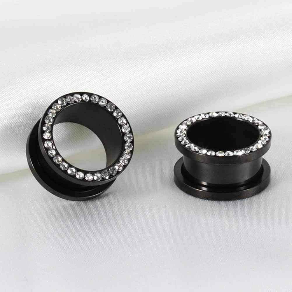 8 PCS Ear Tunnels Plugs Gauges Stainless Steel Expander Stretcher Piercings - QIAO CrystalQIAO CrystalQIAO Crystal