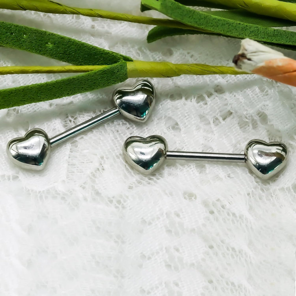 14G Minimalist Heart Nipple Rings 316L Stainless Steel Nipplerings Heart Tongue Rings Barbells Piercing Body Jewelry for Women