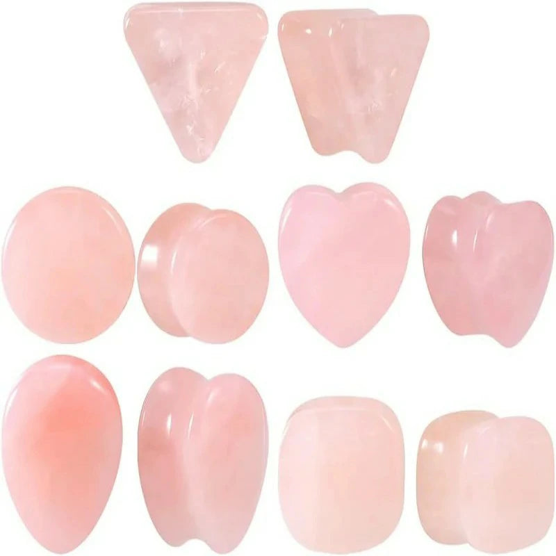 10PCS 8mm-16mm Organic Stone Amethyst Tunnels Double Flared Saddle Ear Gauges Plugs