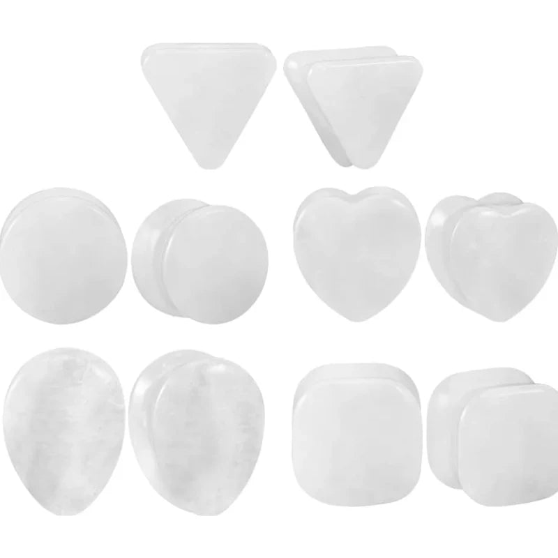 10PCS 8mm-16mm Organic Stone Amethyst Tunnels Double Flared Saddle Ear Gauges Plugs