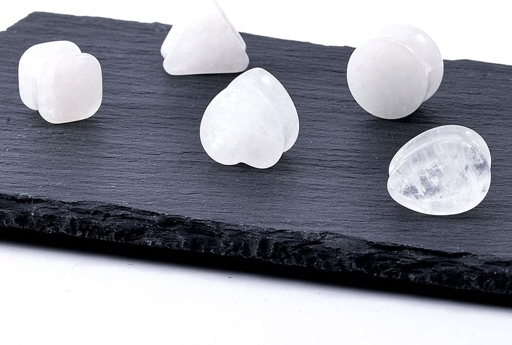 8mm - 16mm 10PCS Set Organic Stone Amethyst Ear Gauges Plugs Tunnels Double Flared Saddle - QIAO CrystalQIAO CrystalQIAO Crystal