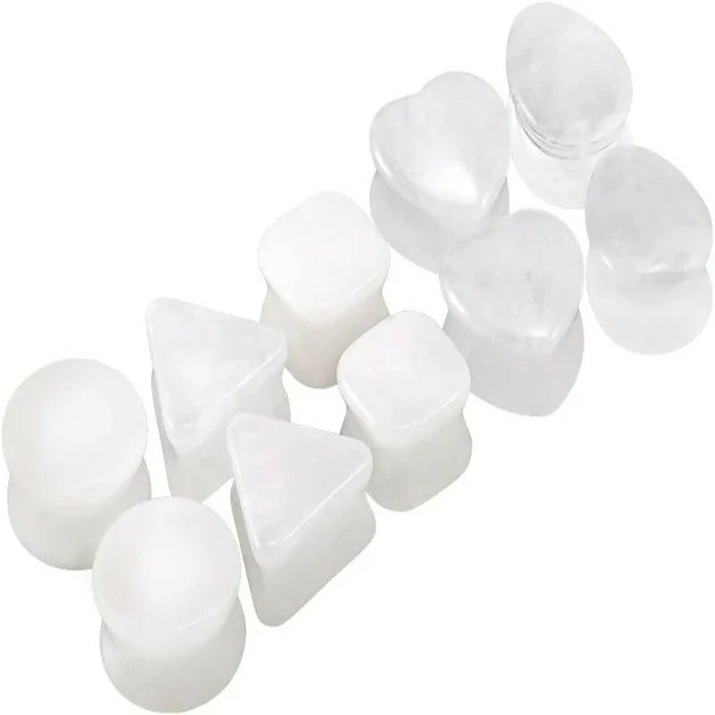 10PCS 8mm-16mm Organic Stone Amethyst Tunnels Double Flared Saddle Ear Gauges Plugs