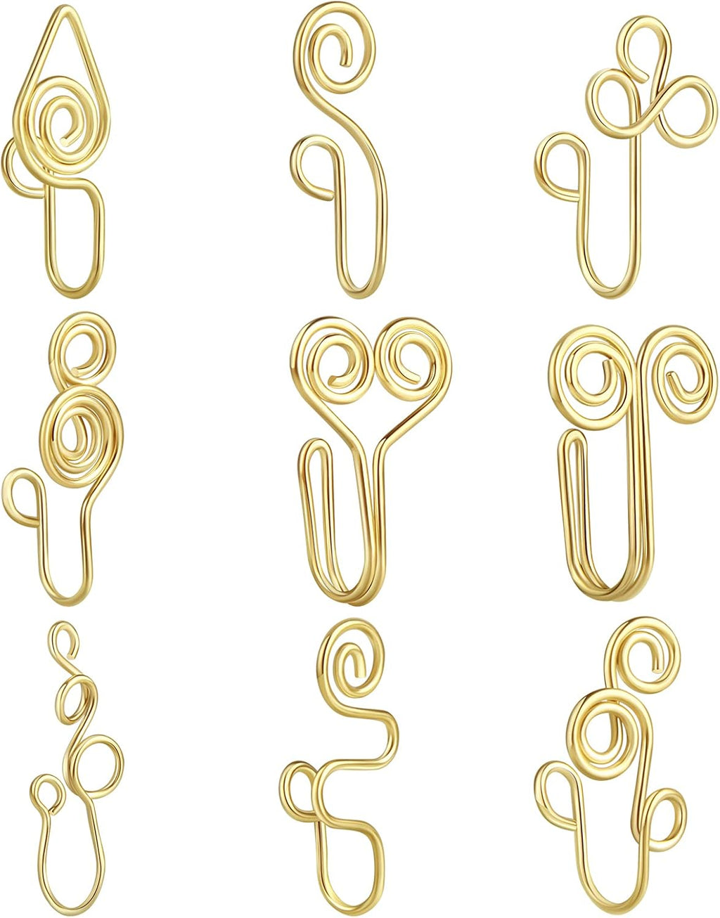 9 12 Pcs African Nose Cuff Jewelry Non Piercing Fake Nose Ring Clip on Surgical Steel Faux Nose Piercing for Women - QIAO CrystalQIAO CrystalQIAO Crystal