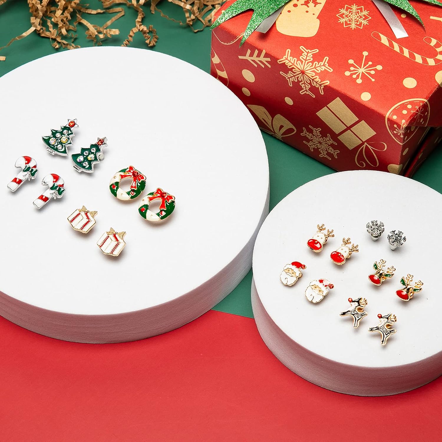 9 - 18 Pairs Women Christmas Earring Set, Cute Festive Jewelry Hypoallergenic Christmas Gifts for Kids Teens Girls (9 Pairs B Style) - QIAO Crystal我的商店QIAO Crystal