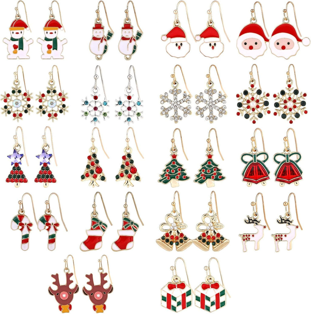 9 - 18 Pairs Women Christmas Earring Set, Cute Festive Jewelry Hypoallergenic Christmas Gifts for Kids Teens Girls (9 Pairs B Style) - QIAO Crystal我的商店QIAO Crystal