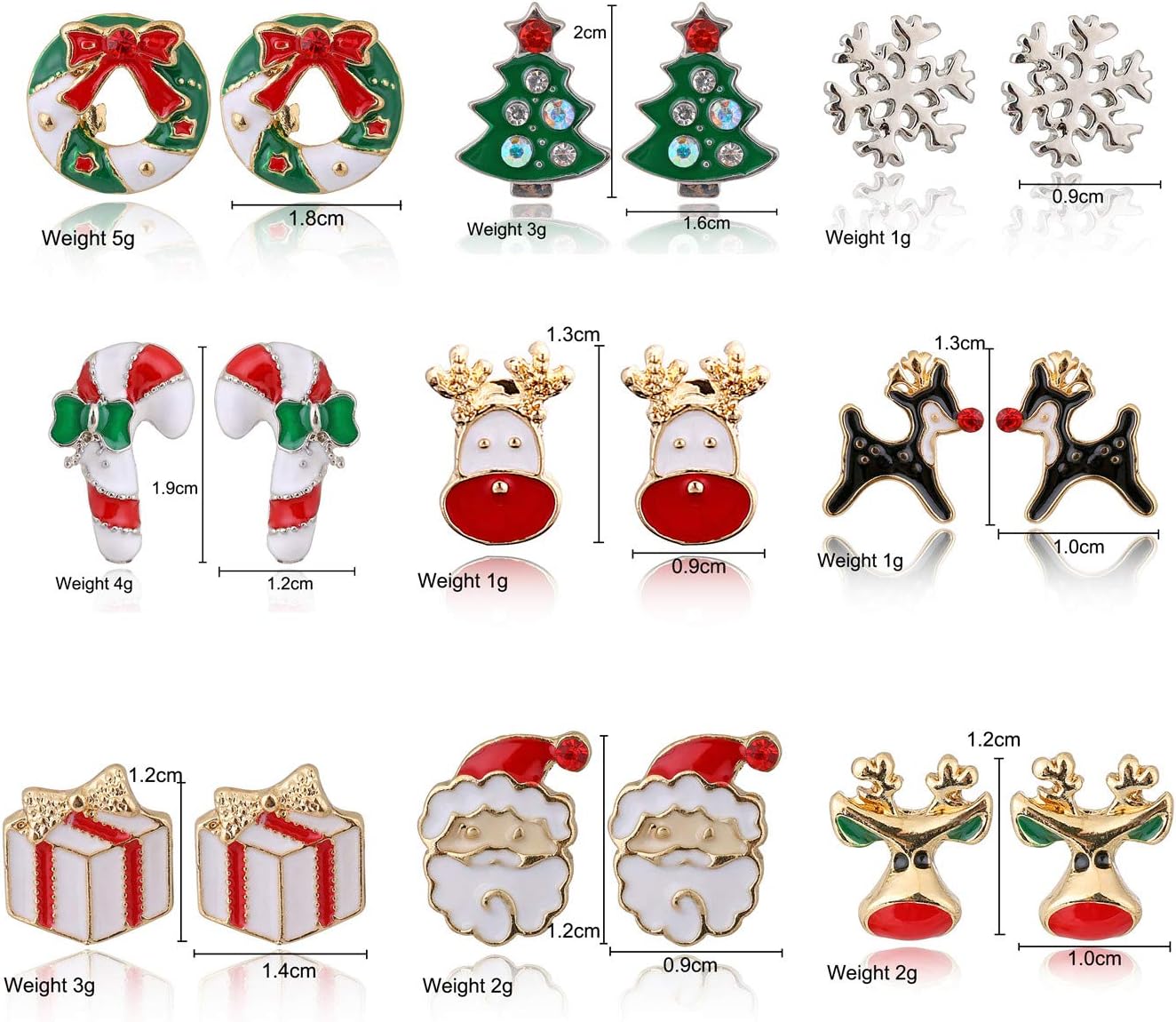 9 - 18 Pairs Women Christmas Earring Set, Cute Festive Jewelry Hypoallergenic Christmas Gifts for Kids Teens Girls (9 Pairs B Style) - QIAO Crystal我的商店QIAO Crystal