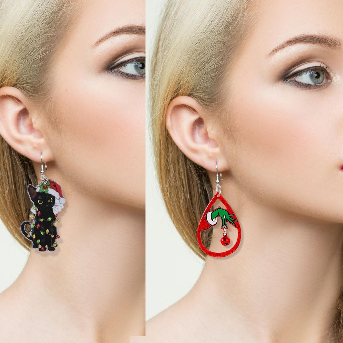 9 Pairs Christmas Earrings for Women Candy cane earrings Christmas tree Cat Alpaca Acrylic earrings set Cute Christmas Party Holiday Gift - 我的商店我的商店我的商店