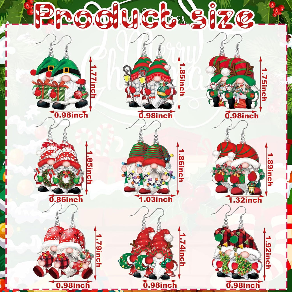 9 Pairs Fall Holiday Gnome Earrings for Women Halloween Christmas Jewelry Gift Holiday Acrylic Drop Dangle Earrings - 我的商店我的商店我的商店