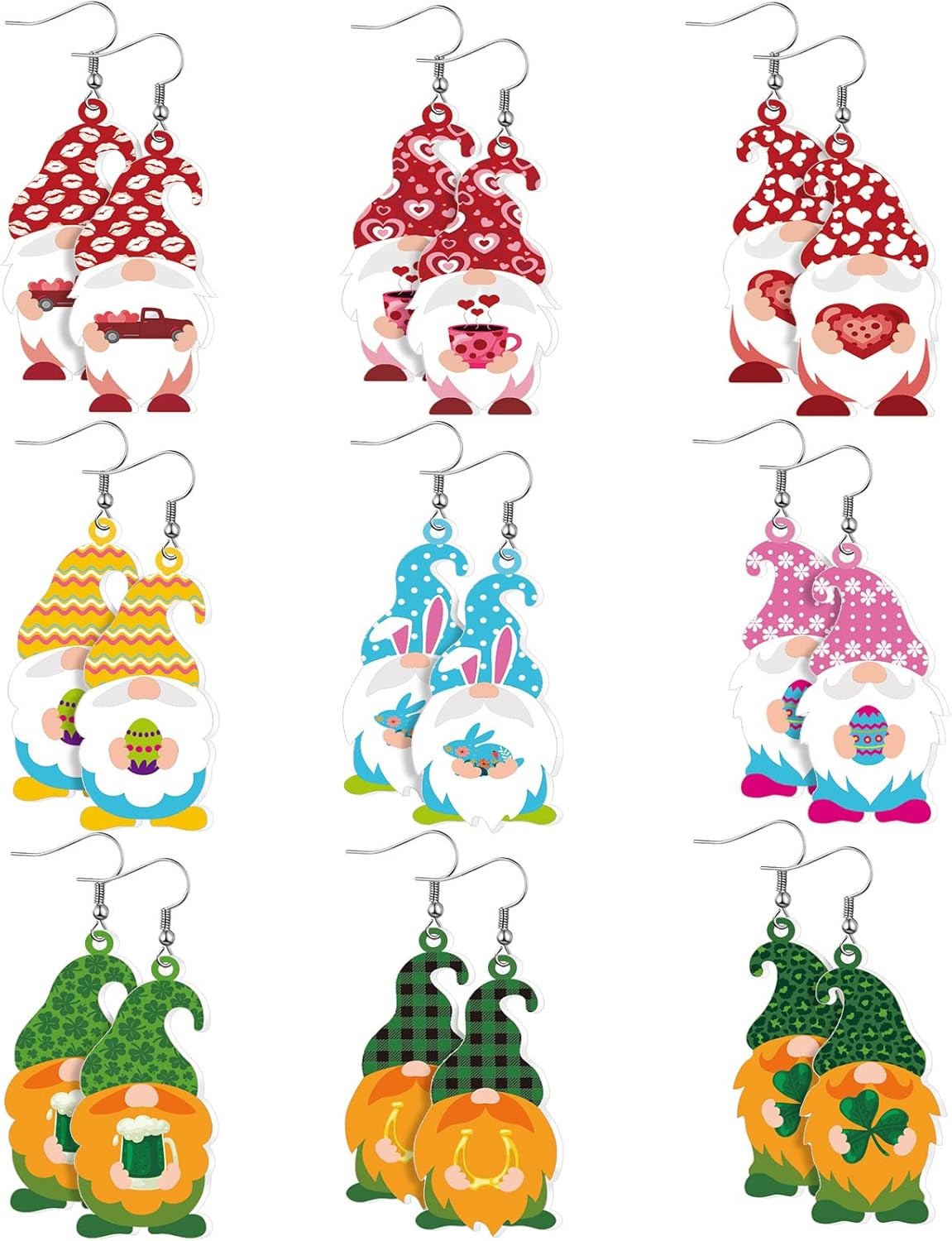 9 Pairs Fall Holiday Gnome Earrings for Women Halloween Christmas Jewelry Gift Holiday Acrylic Drop Dangle Earrings - 我的商店我的商店我的商店