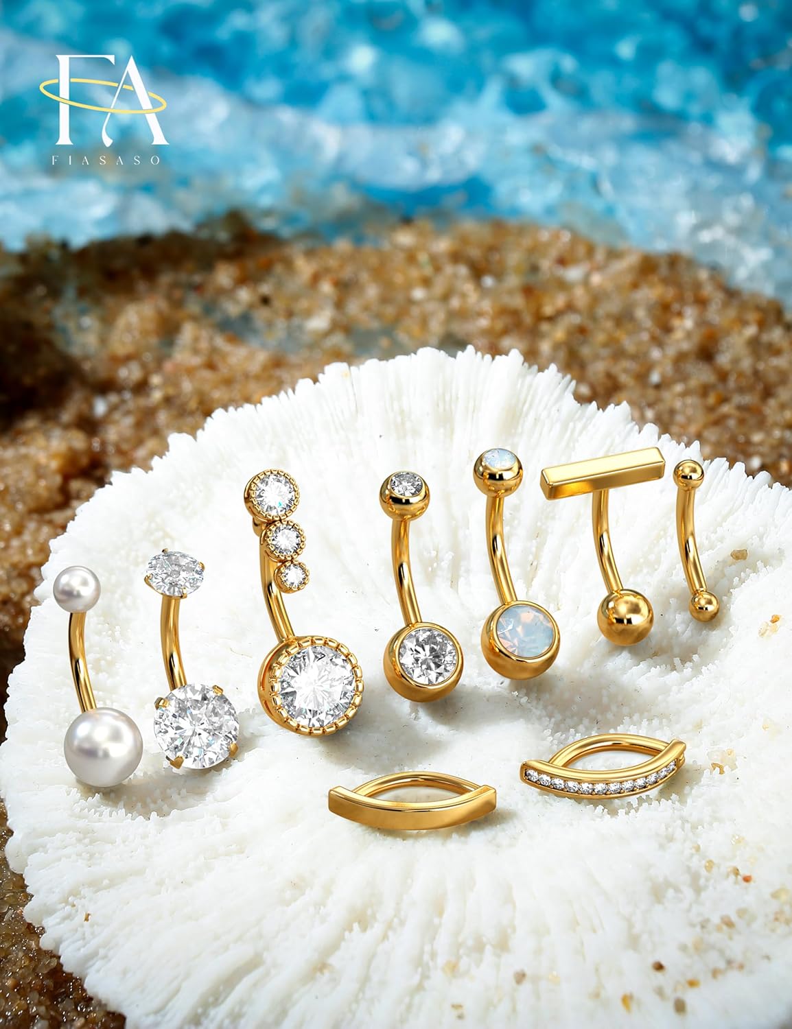 9 Pcs Belly Button Ring - Surgical Stainless Steel CZ Belly Rings Clicker Belly Piercings for Women Navel Piercing Jewelry Pack - 我的商店我的商店我的商店