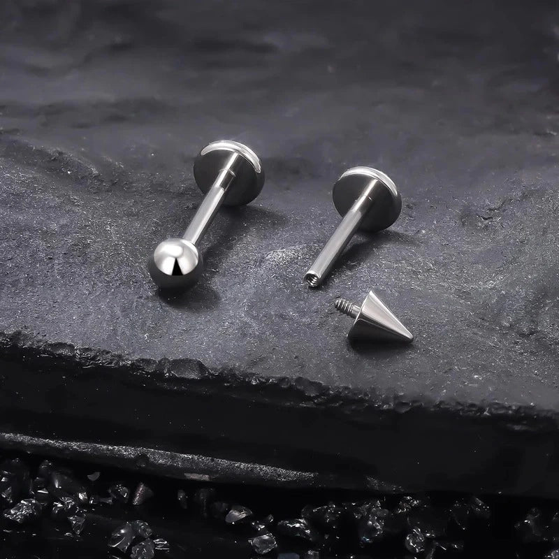 Titanium Flat Back Lip Rings Internally Threaded Earrings Studs Nose Rings 20G 18G 16G