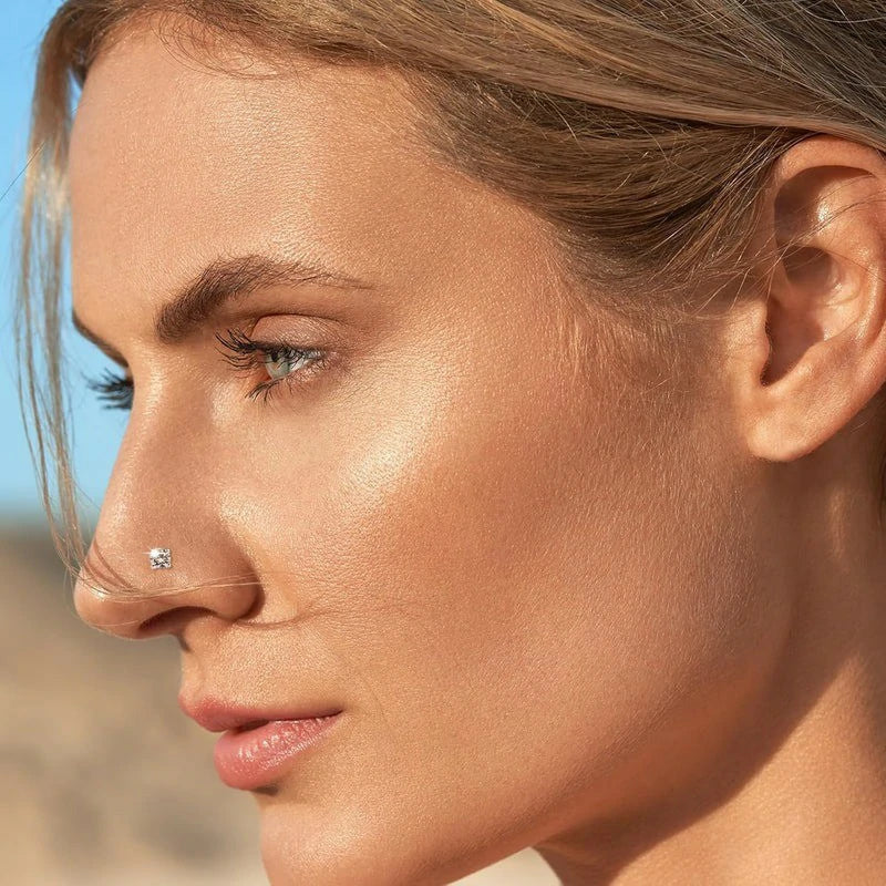 925 Sterling Silver 18G/20G Nose Studs Moissanite Nose Rings Hypoallergenic
