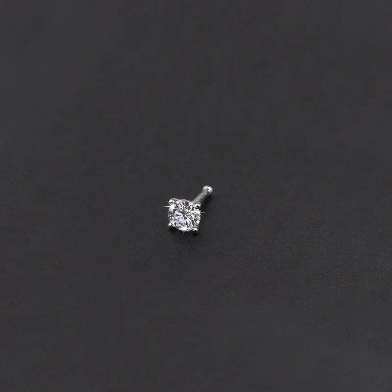 925 Sterling Silver 18G/20G Nose Studs Moissanite Nose Rings Hypoallergenic