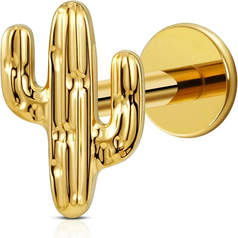 ASTM F136 Titanium Cactus Cartilage Earring Flat back Stud