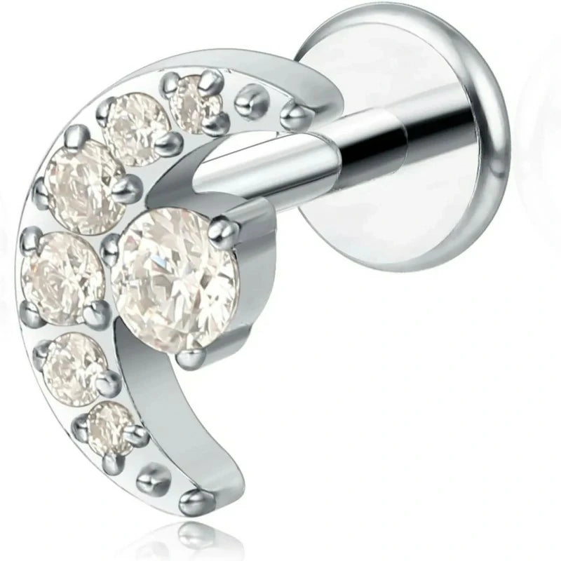 F136-18G 6mm 8mm 10mm Flat Back Internal Thread Stud Earring Piercing Jewelry for Tragus Helix Conch Cartilage Nose Lip(1pc)