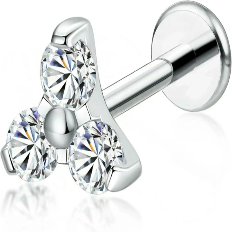 F136-18G 6mm 8mm 10mm Flat Back Internal Thread Stud Earring Piercing Jewelry for Tragus Helix Conch Cartilage Nose Lip(1pc)