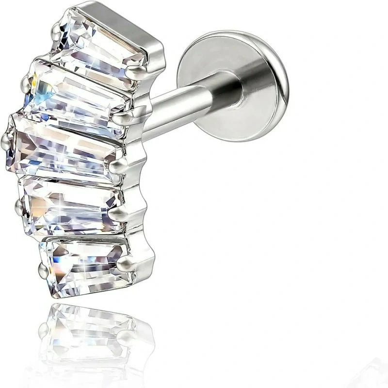 F136-18G 6mm 8mm 10mm Flat Back Internal Thread Stud Earring Piercing Jewelry for Tragus Helix Conch Cartilage Nose Lip(1pc)