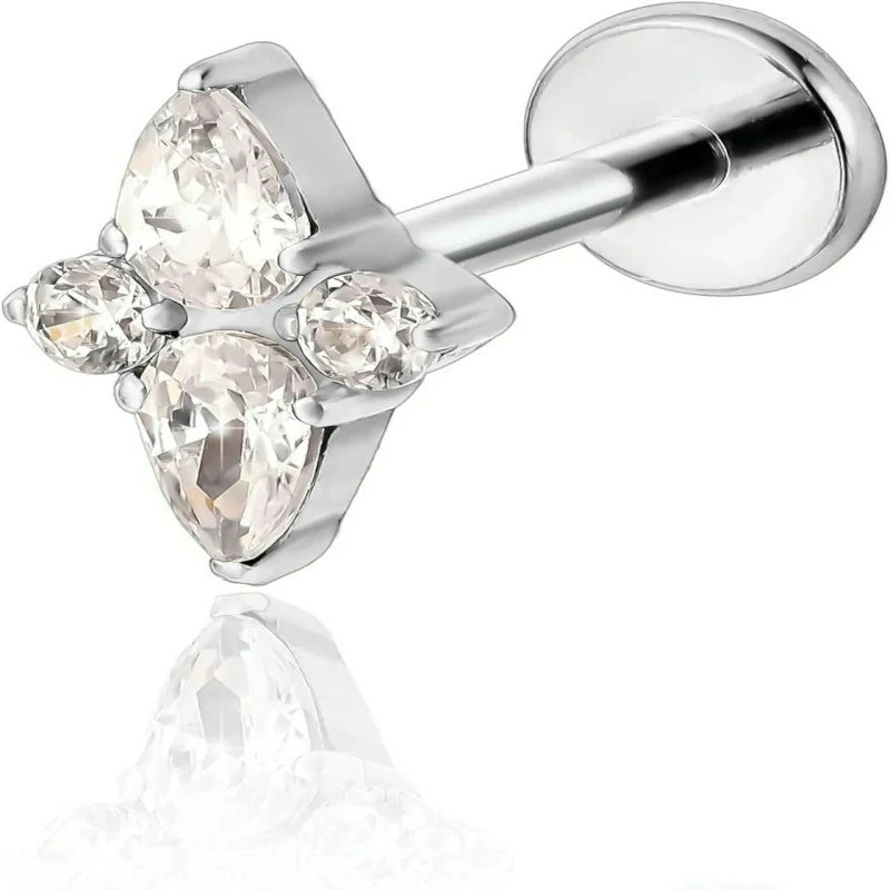 F136-18G 6mm 8mm 10mm Flat Back Internal Thread Stud Earring Piercing Jewelry for Tragus Helix Conch Cartilage Nose Lip(1pc)